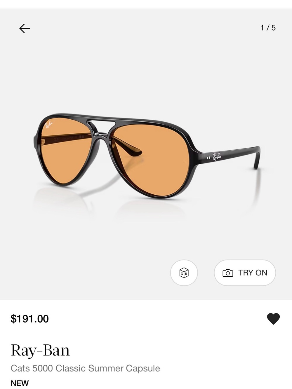 Ray-Ban Black frame orange lenses Aviator Sunglasses